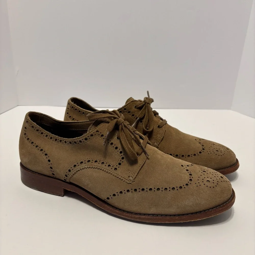 Cole Haan Feathercraft  Suede Wingtip Oxfords Men's Shoes Size 10.5 Brown C32143